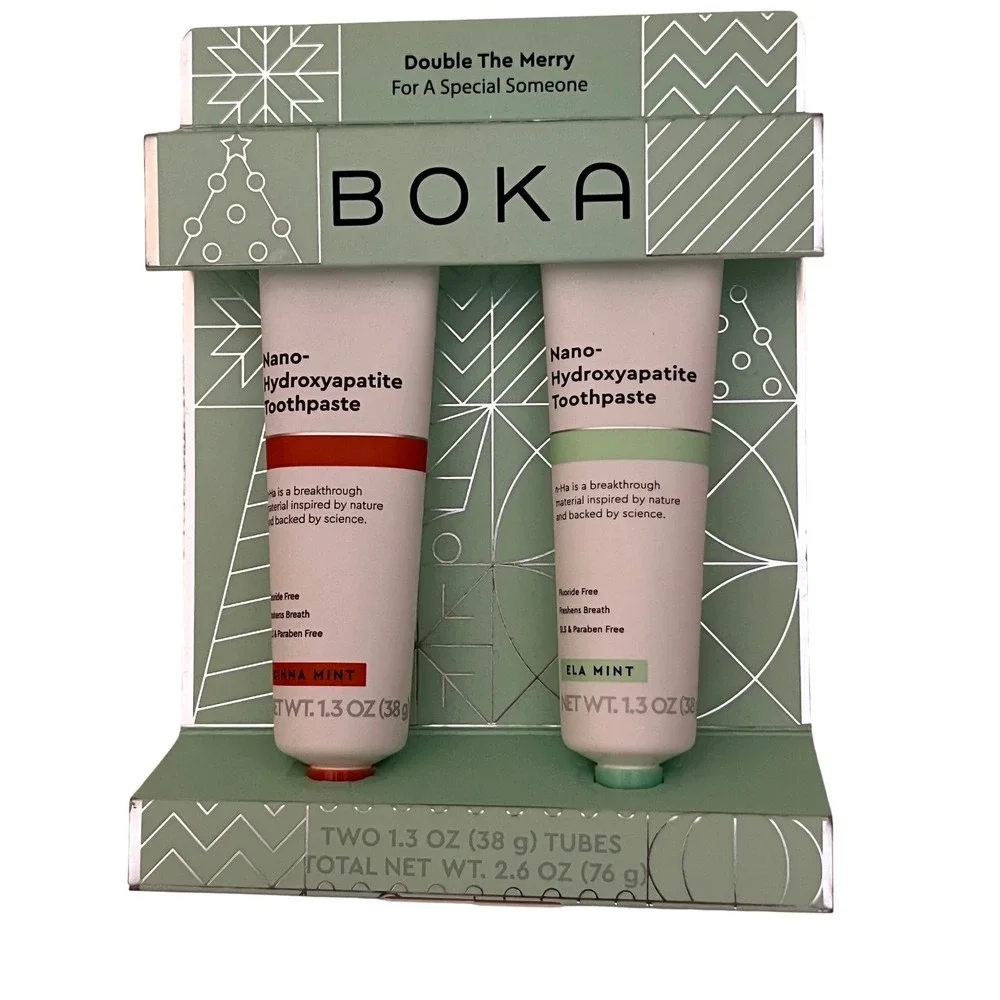 NEW Boka Nano Hydroxyapatite Toothpaste Double The Merry Duo Cinnamon Mint